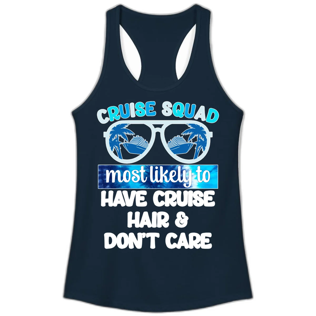 Cruise Squad Sunglasses Reflection Ladies Tank in Solid Midnight Navy