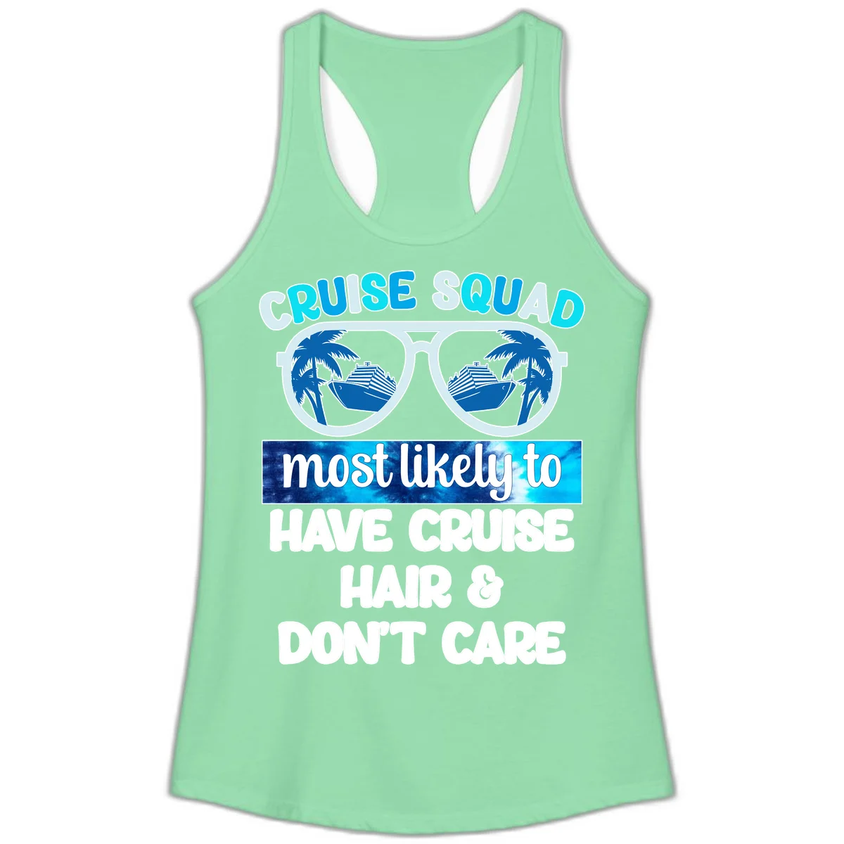 Cruise Squad Sunglasses Reflection Ladies Tank in Solid Mint