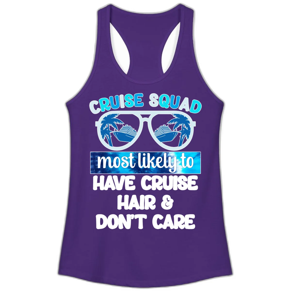 Cruise Squad Sunglasses Reflection Ladies Tank in Solid Purple Rush