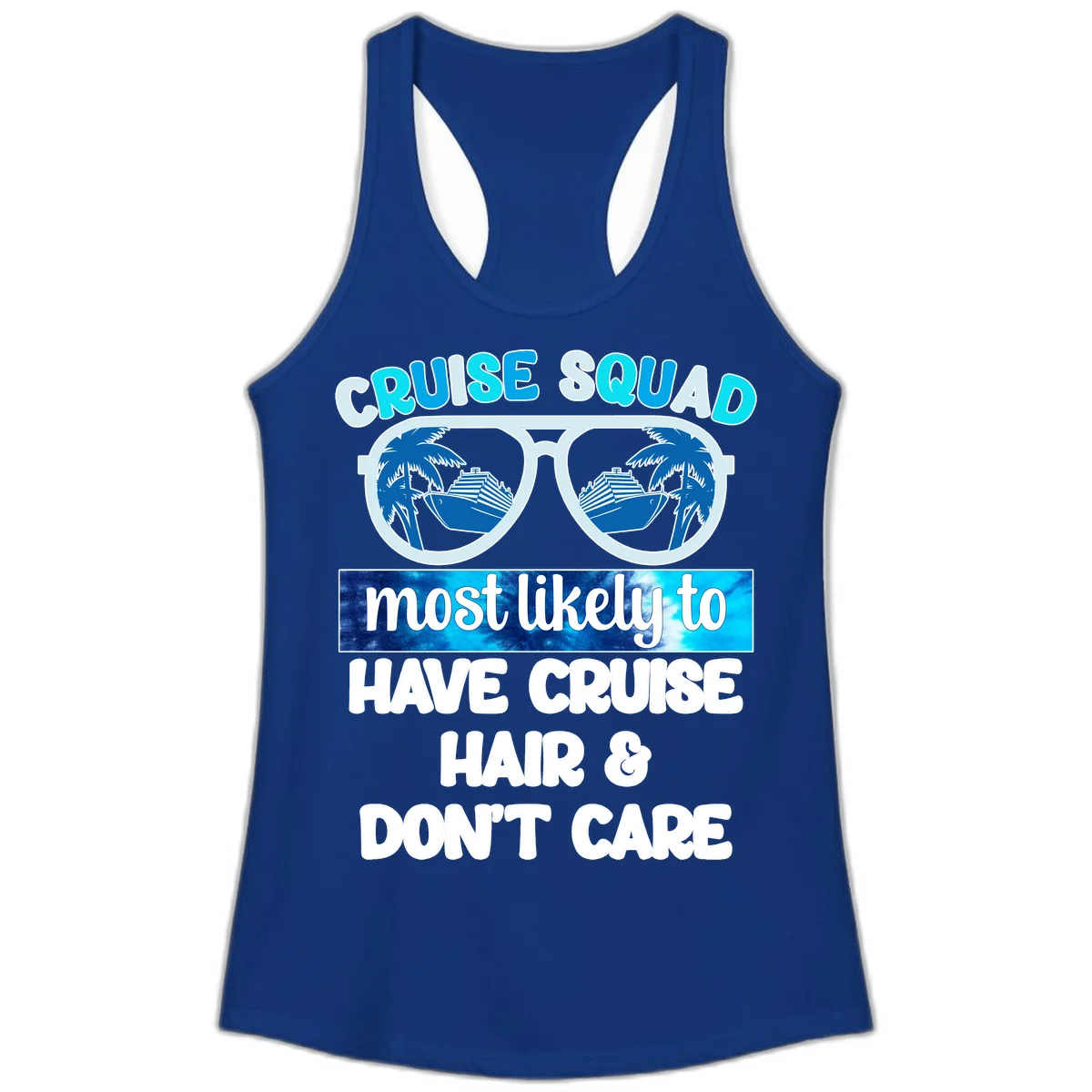 Cruise Squad Sunglasses Reflection Ladies Tank in Solid Royal