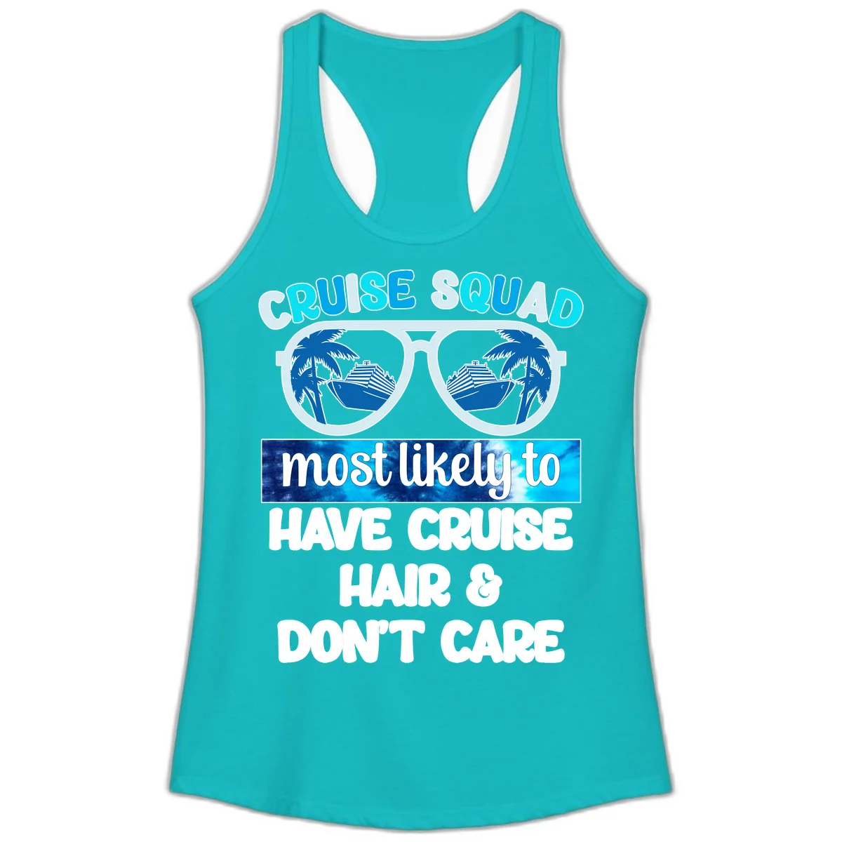 Cruise Squad Sunglasses Reflection Ladies Tank in Tahiti Blue