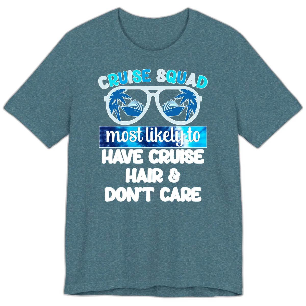 Cruise Squad Sunglasses Reflection Premium T-Shirt in Heather Deep Teal