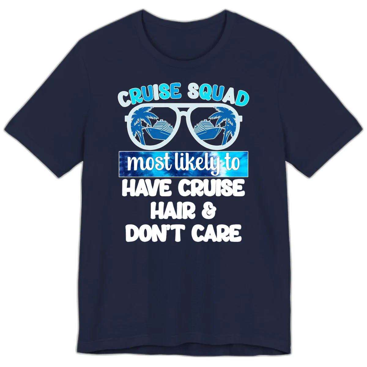 Cruise Squad Sunglasses Reflection Premium T-Shirt in Navy