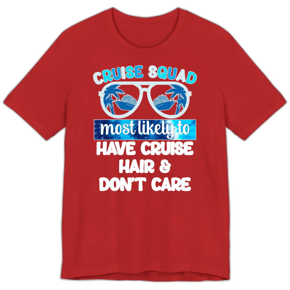 Cruise Squad Sunglasses Reflection Premium T-Shirt in Red