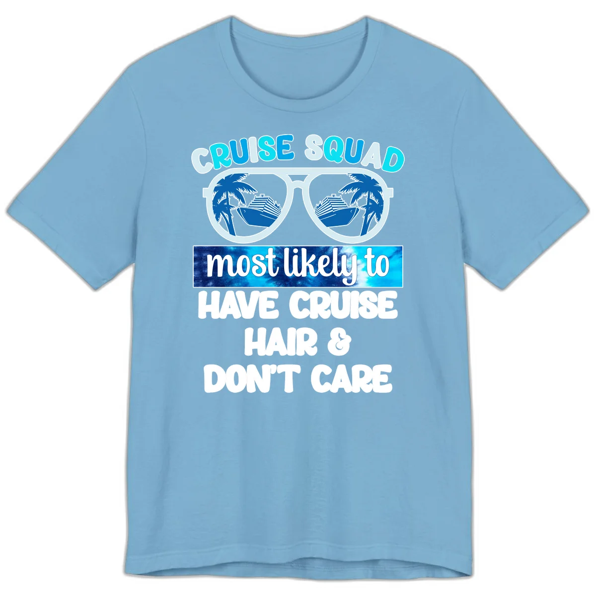 Cruise Squad Sunglasses Reflection Premium T-Shirt in Ocean Blue