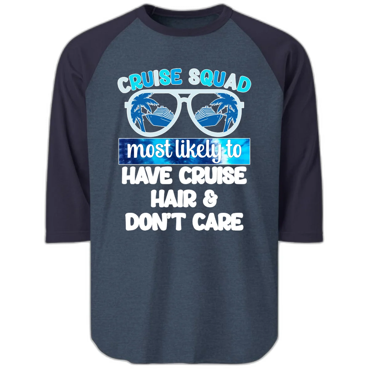 Cruise Squad Sunglasses Reflection Raglan 3/4 in Heather Denim Navy