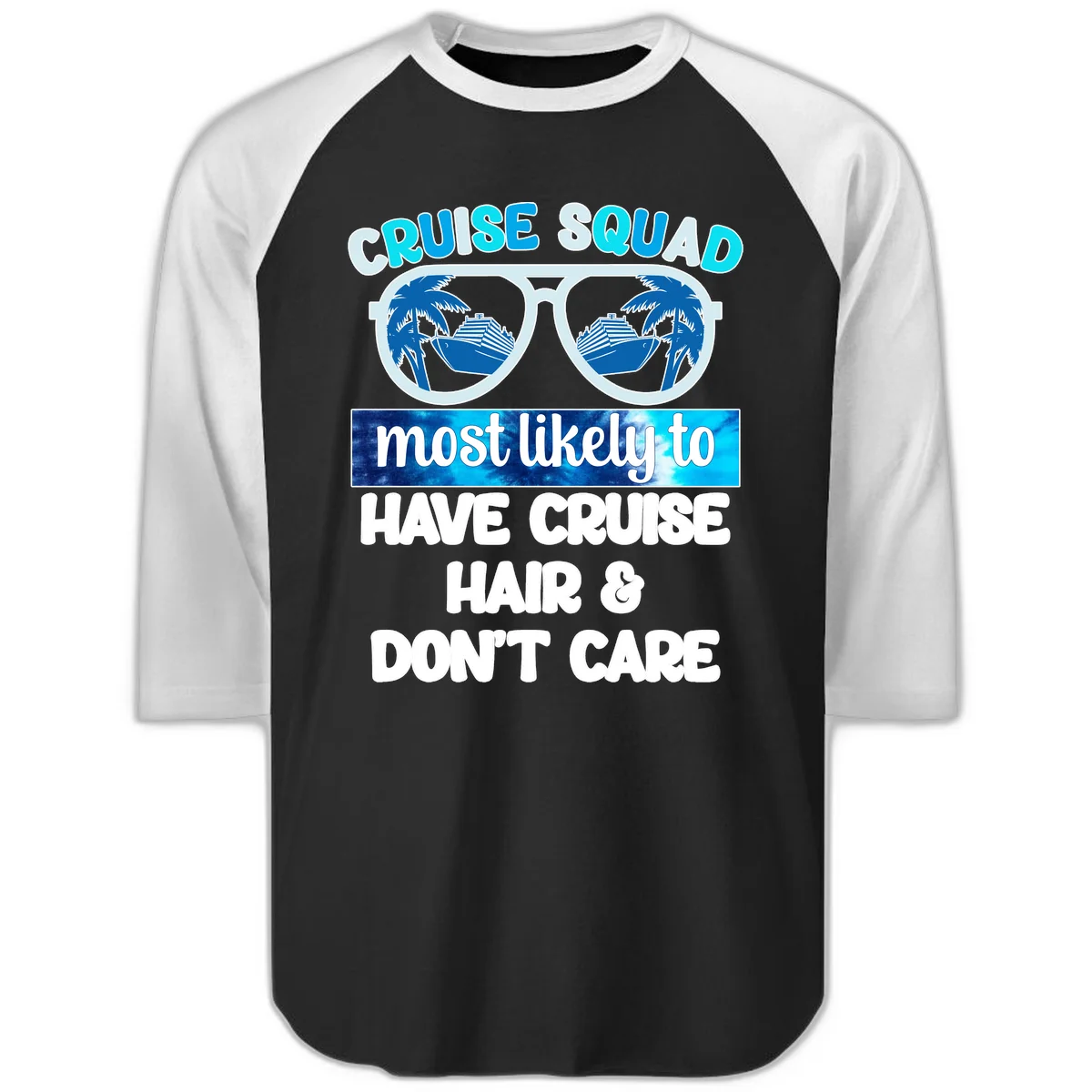Cruise Squad Sunglasses Reflection Raglan 3/4 in Black White