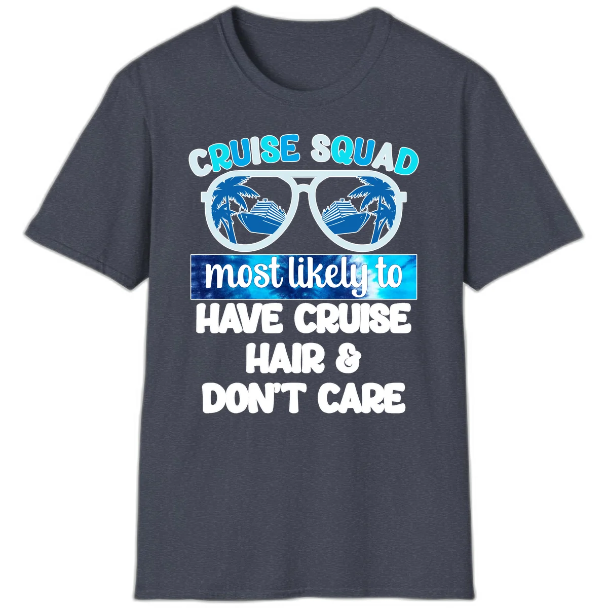 Cruise Squad Sunglasses Reflection T-Shirt in Heather Navy