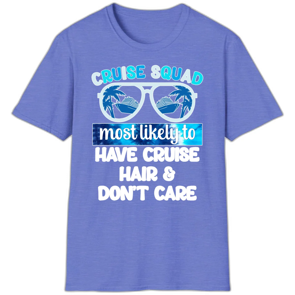 Cruise Squad Sunglasses Reflection T-Shirt in Heather Royal