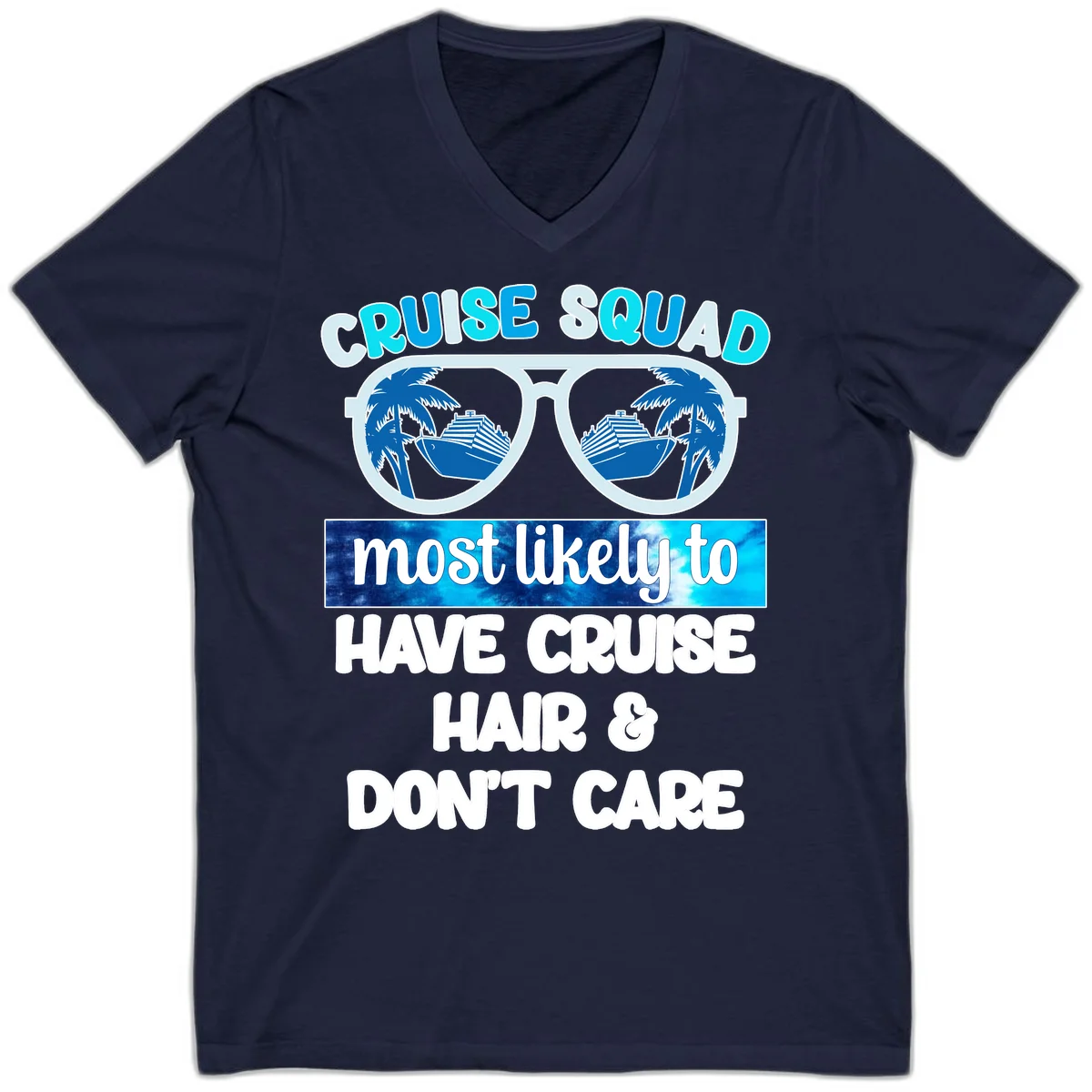 Cruise Squad Sunglasses Reflection V-Neck in Navy