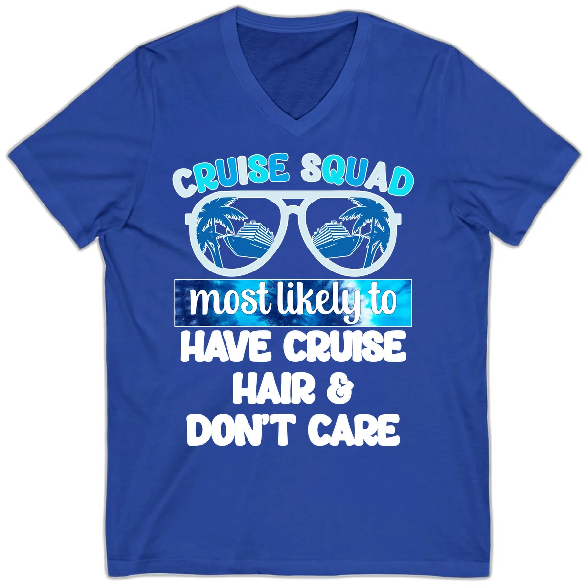Cruise Squad Sunglasses Reflection V-Neck in True Royal