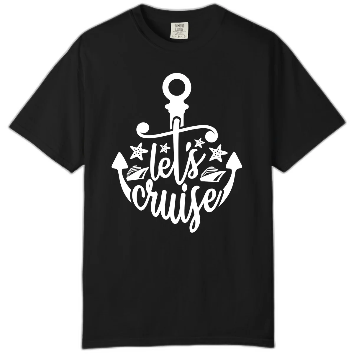 Let's Cruise Away Anchor Comfort Color in Black