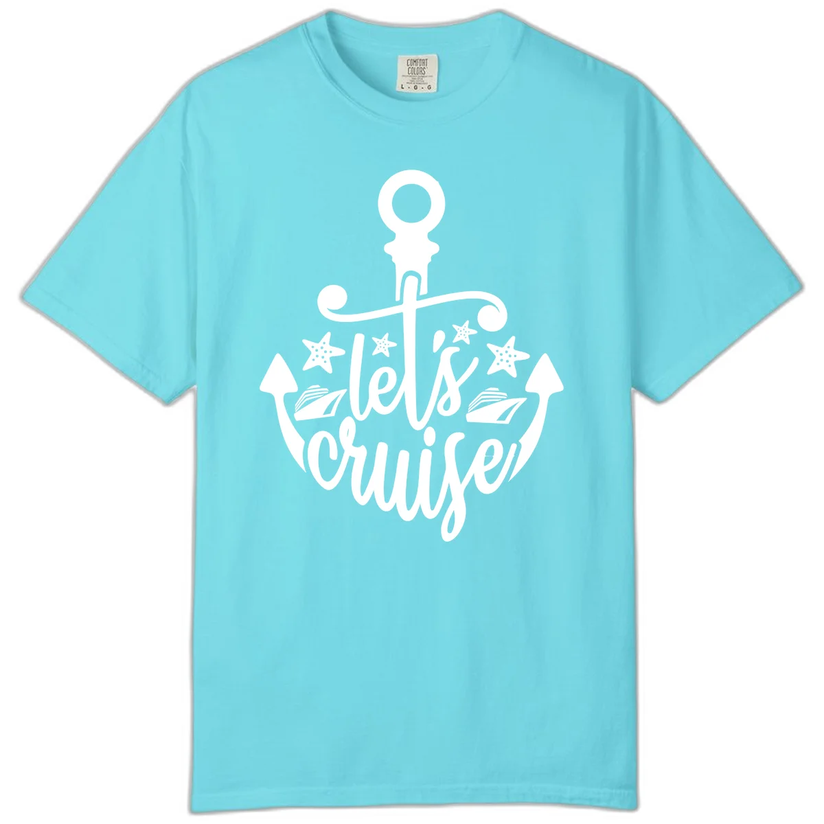Let's Cruise Away Anchor Comfort Color in Lagoon Blue