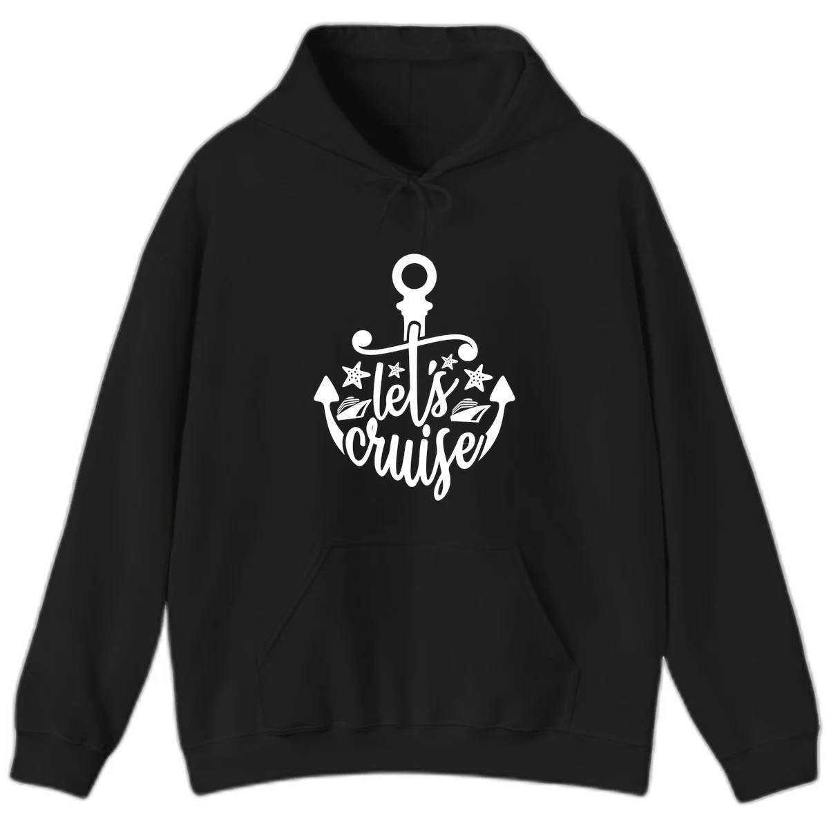 Let's Cruise Away Anchor Hoodie in Black