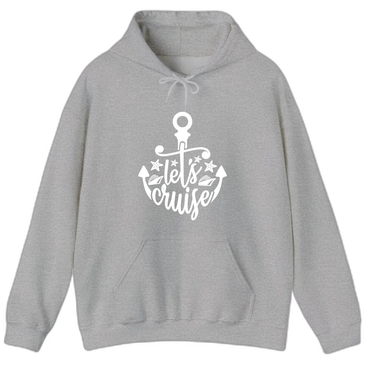 Let's Cruise Away Anchor Hoodie in Sport Grey