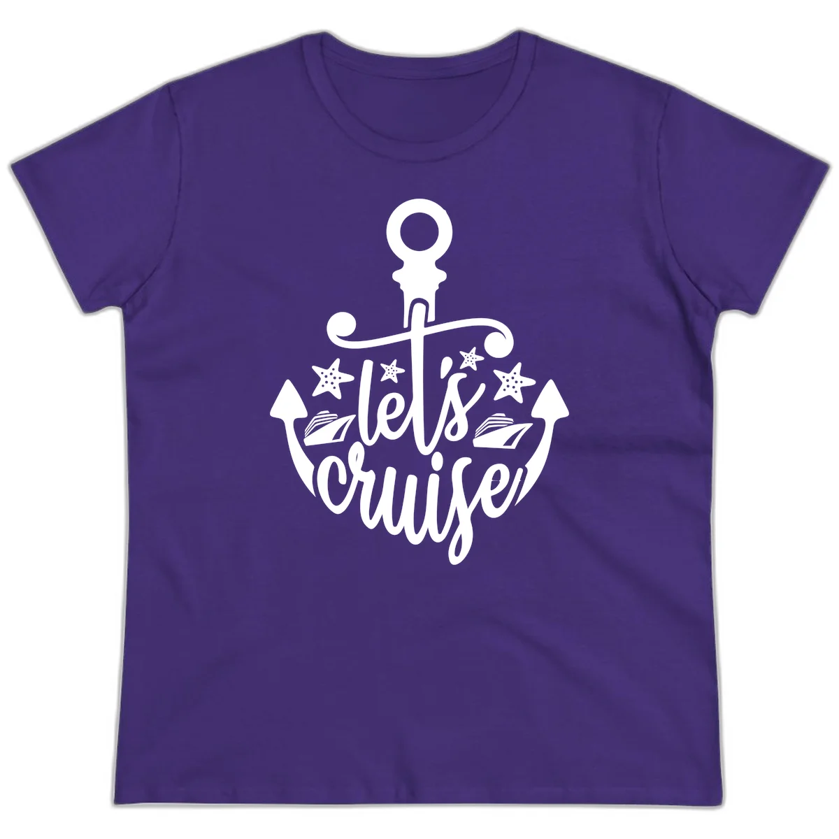 Let's Cruise Away Anchor Ladies Tee in Purple