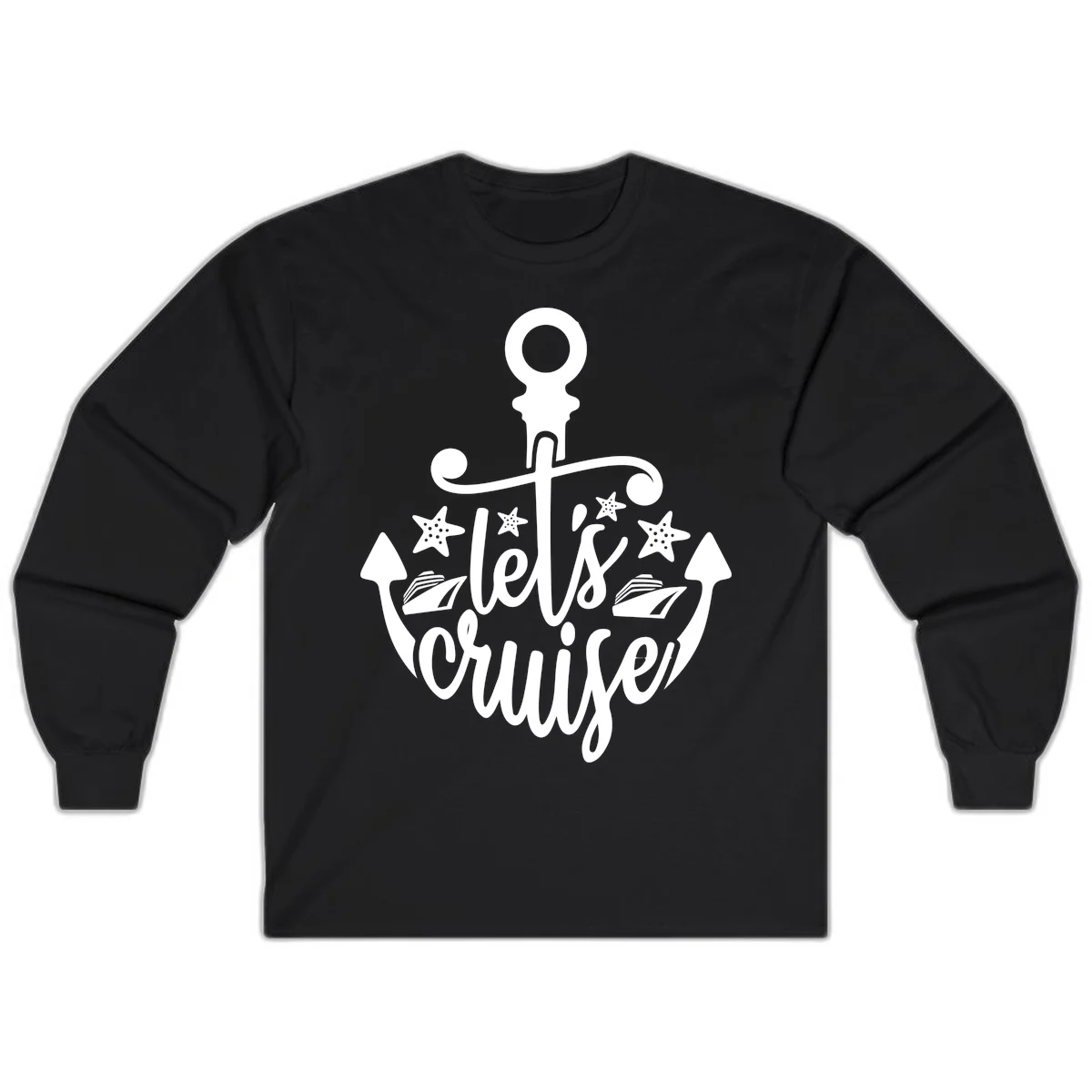 Let's Cruise Away Anchor Long Sleeve in Black