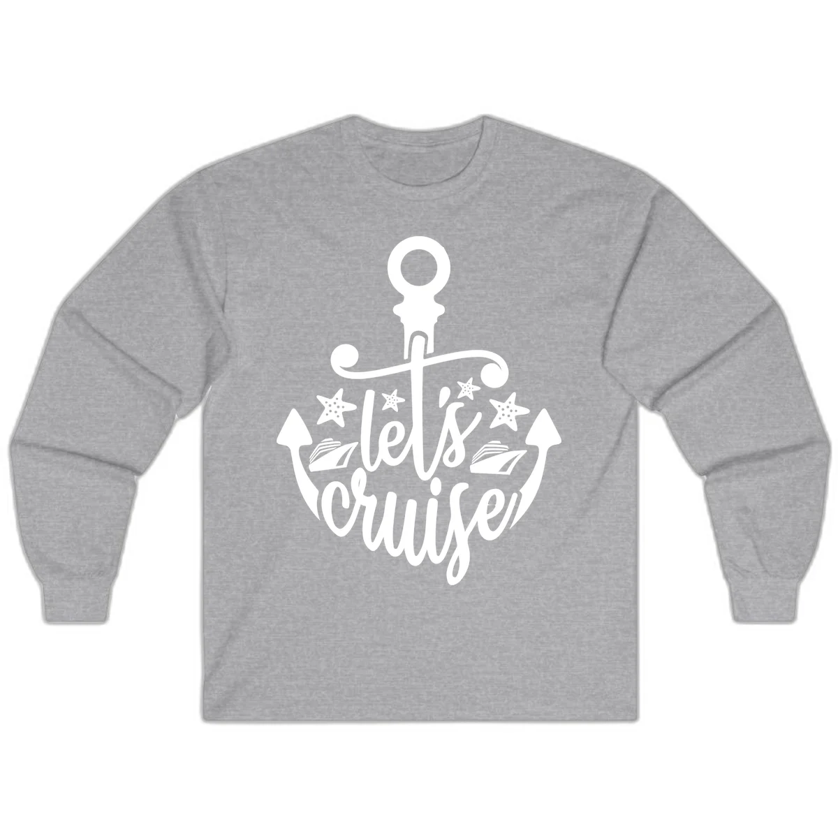 Let's Cruise Away Anchor Long Sleeve in Sport Grey