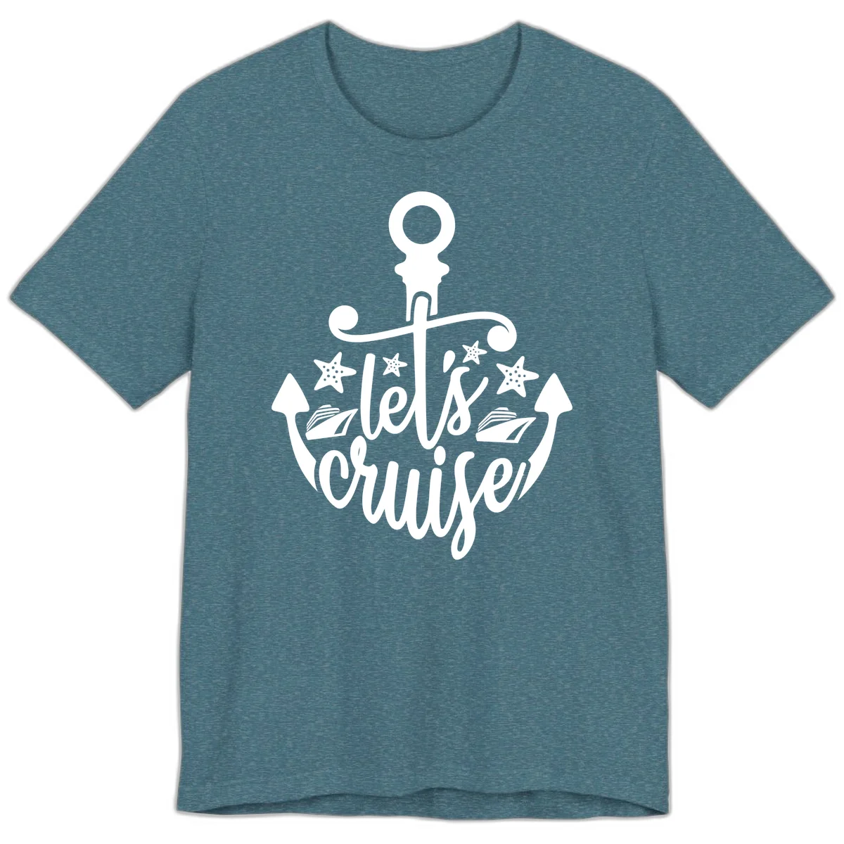 Let's Cruise Away Anchor Premium T-Shirt in Heather Deep Teal