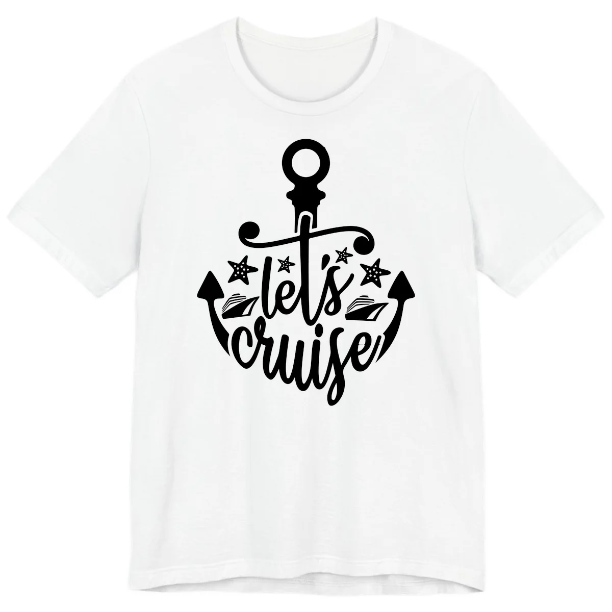 Let's Cruise Away Anchor Premium T-Shirt in White