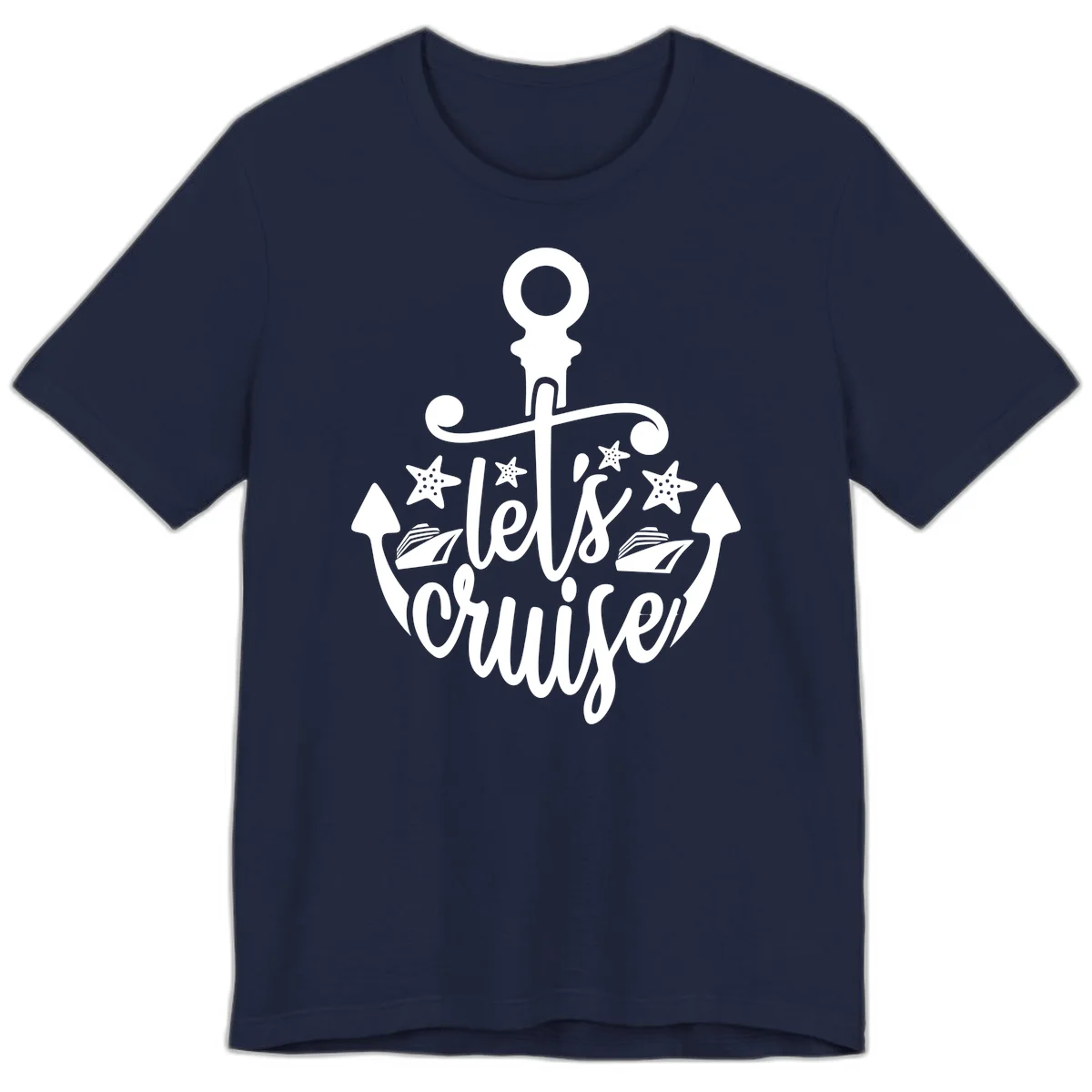 Let's Cruise Away Anchor Premium T-Shirt in Navy