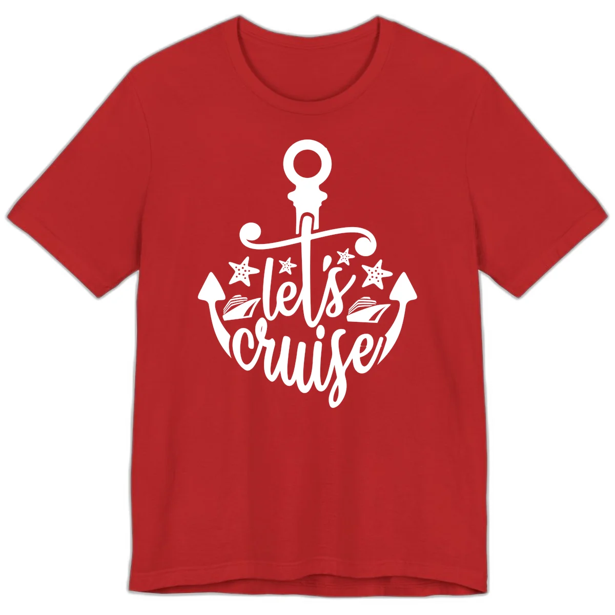 Let's Cruise Away Anchor Premium T-Shirt in Red