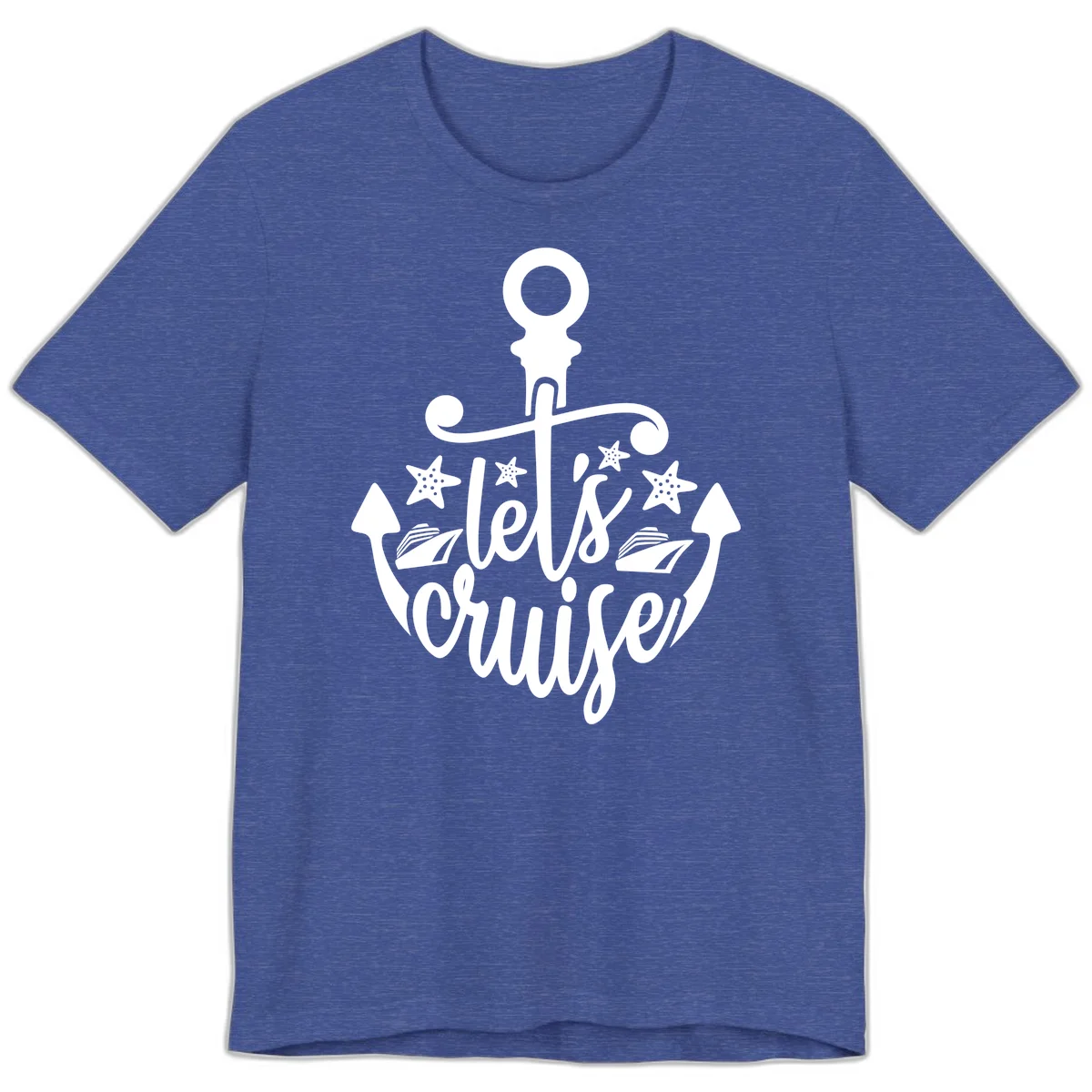 Let's Cruise Away Anchor Premium T-Shirt in Heather True Royal