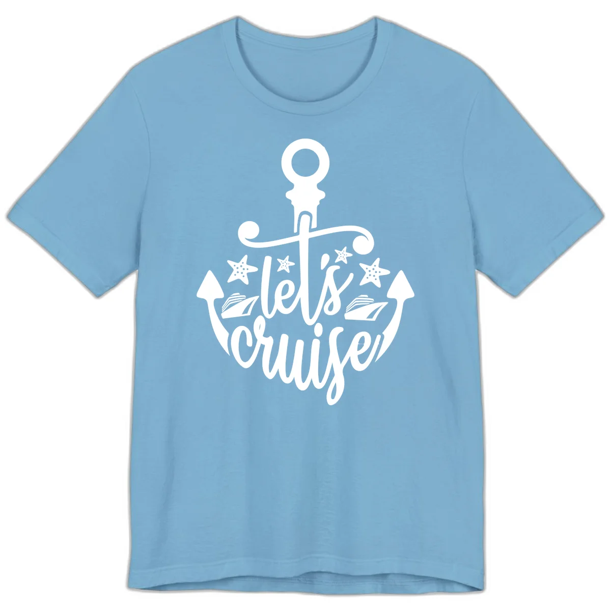 Let's Cruise Away Anchor Premium T-Shirt in Ocean Blue