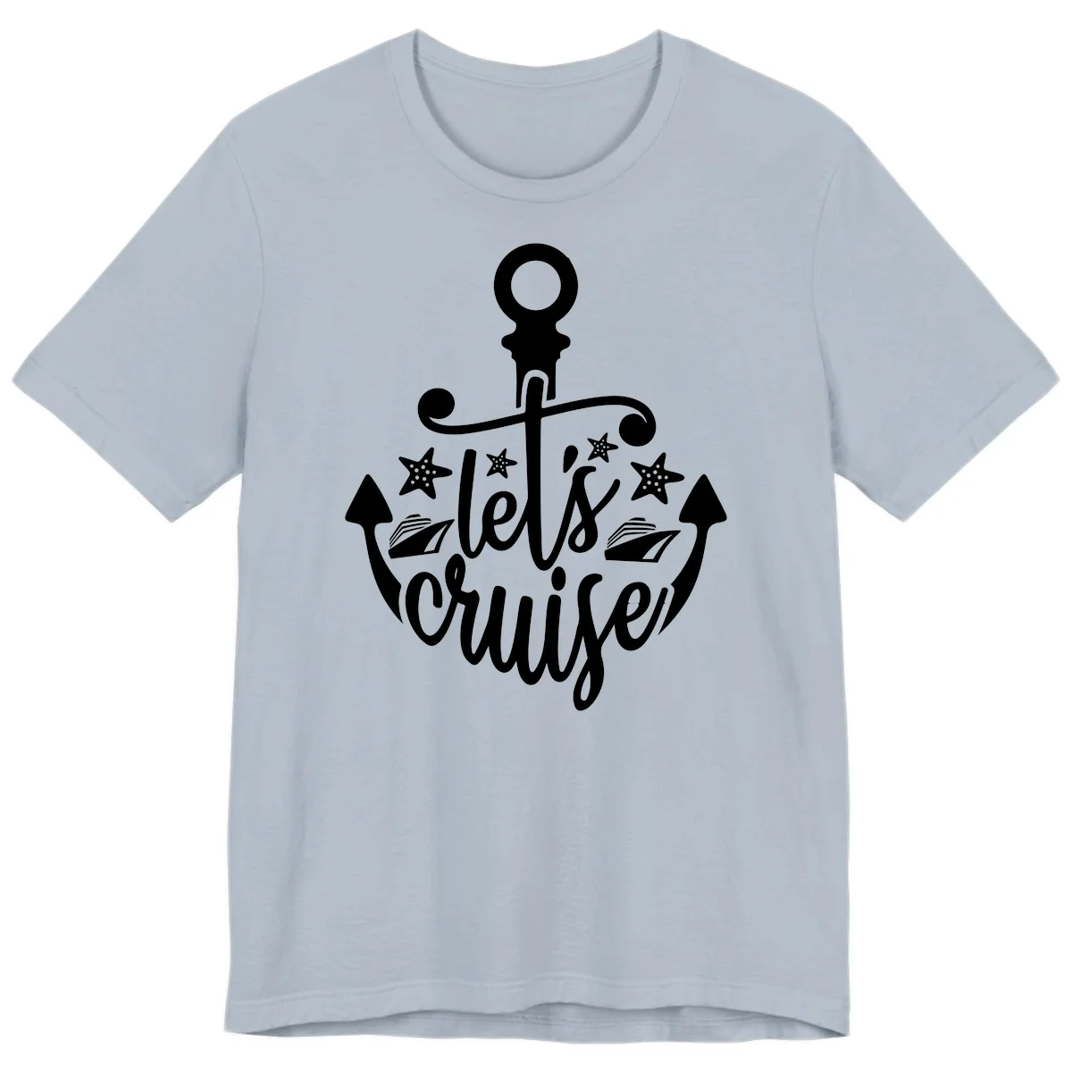 Let's Cruise Away Anchor Premium T-Shirt in Light Blue