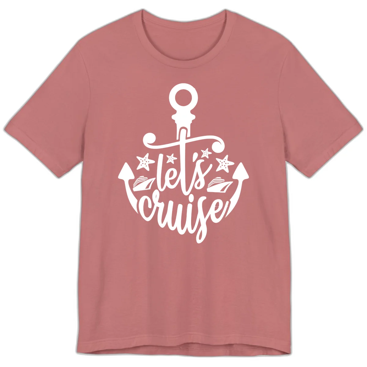 Let's Cruise Away Anchor Premium T-Shirt in Mauve