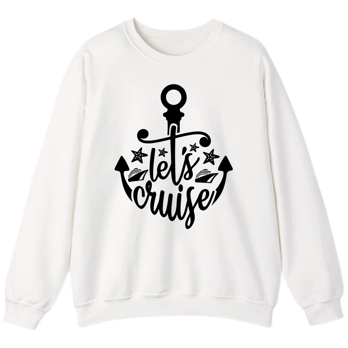 Let's Cruise Away Anchor Sweatshirt in White
