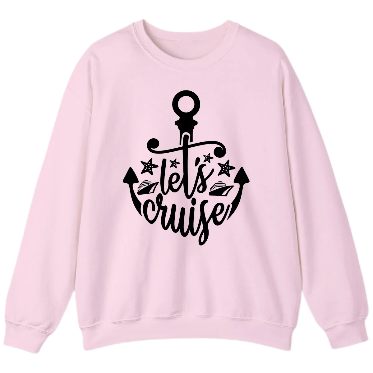 Let's Cruise Away Anchor Sweatshirt in Light Pink