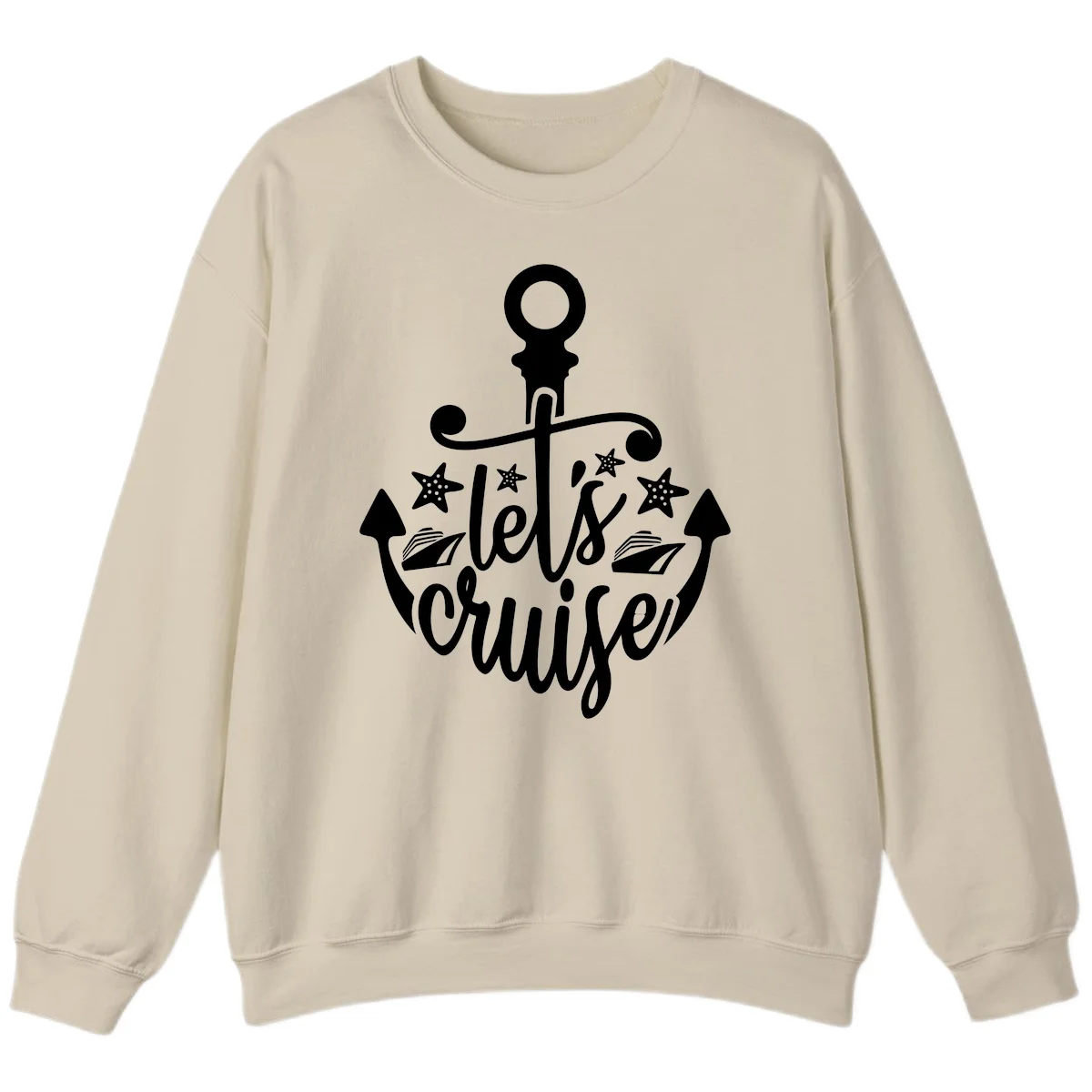 Let's Cruise Away Anchor Sweatshirt in Sand