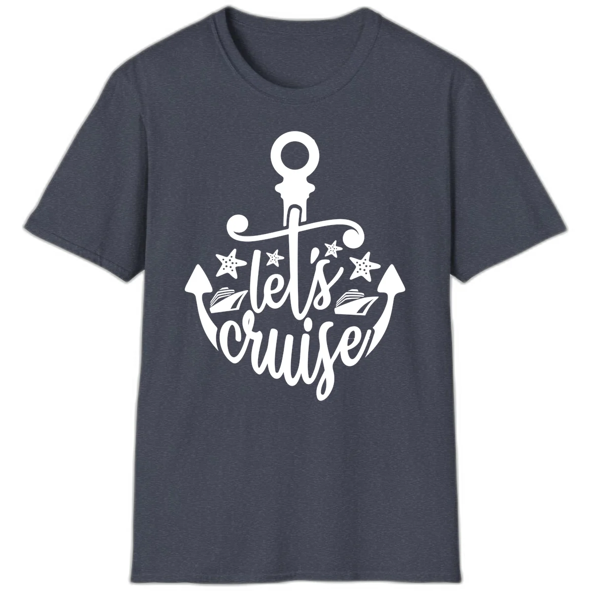 Let's Cruise Away Anchor T-Shirt in Heather Navy