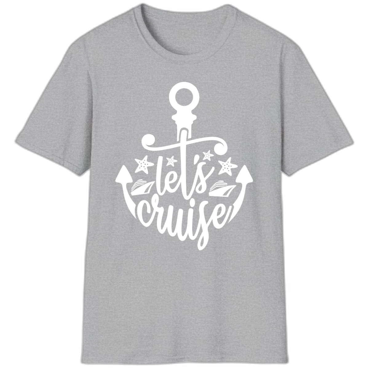 Let's Cruise Away Anchor T-Shirt in Sport Grey