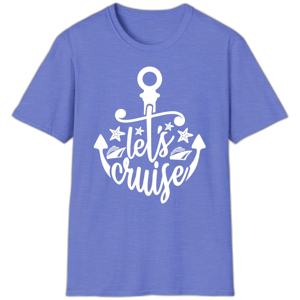 Let's Cruise Away Anchor T-Shirt in Heather Royal