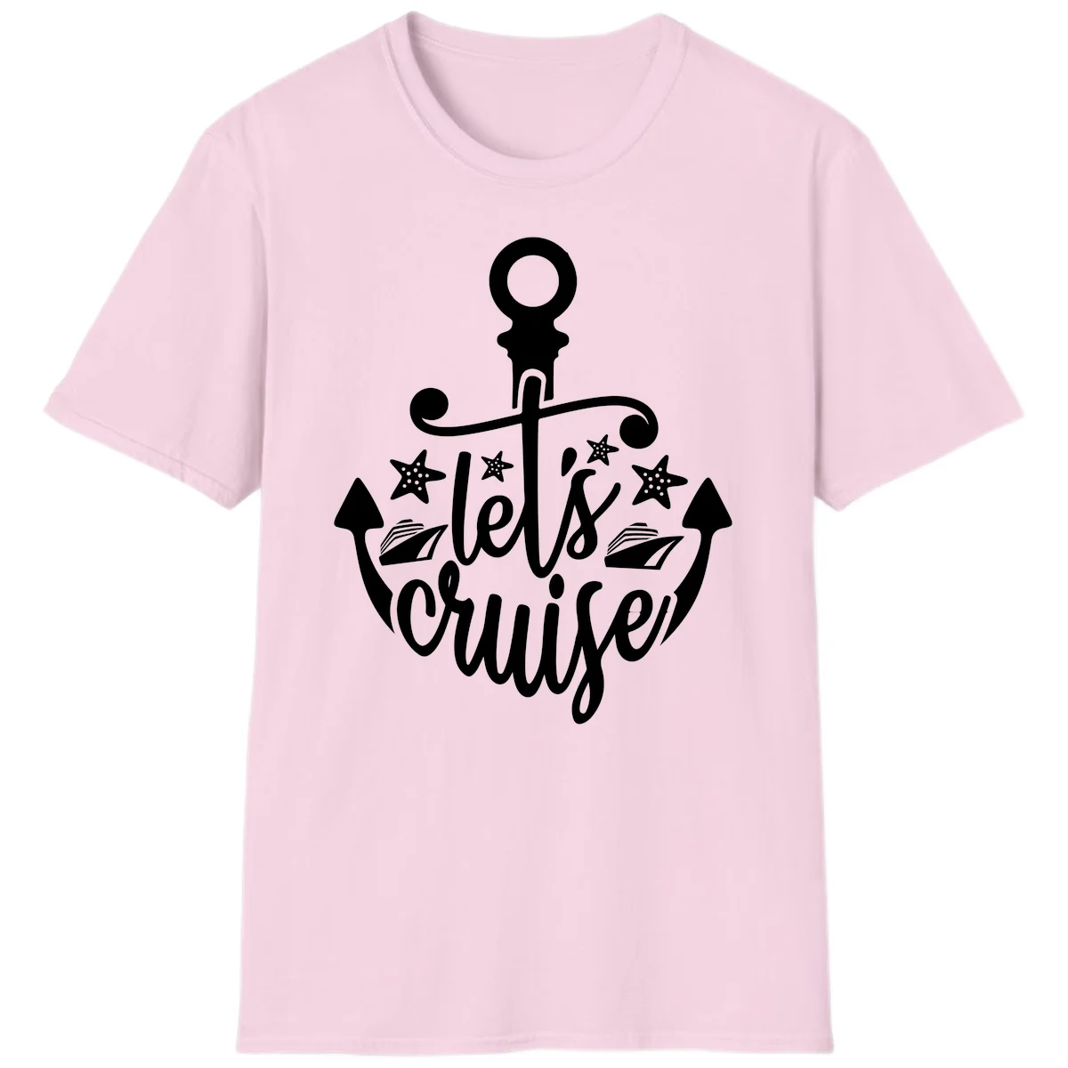 Let's Cruise Away Anchor T-Shirt in Light Pink