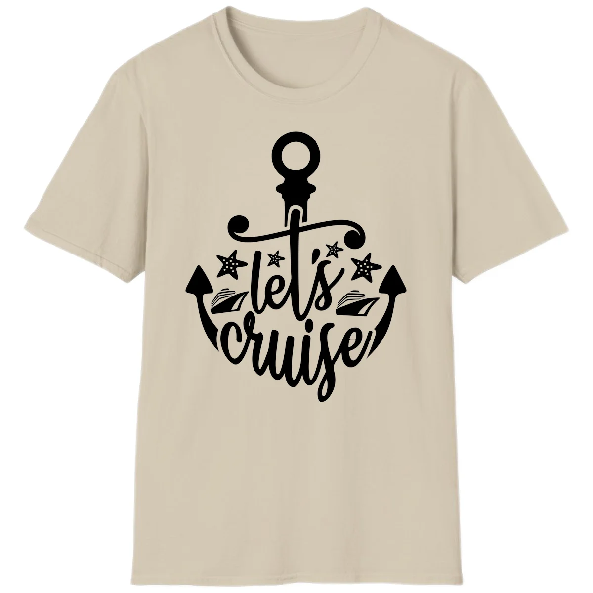Let's Cruise Away Anchor T-Shirt in Sand