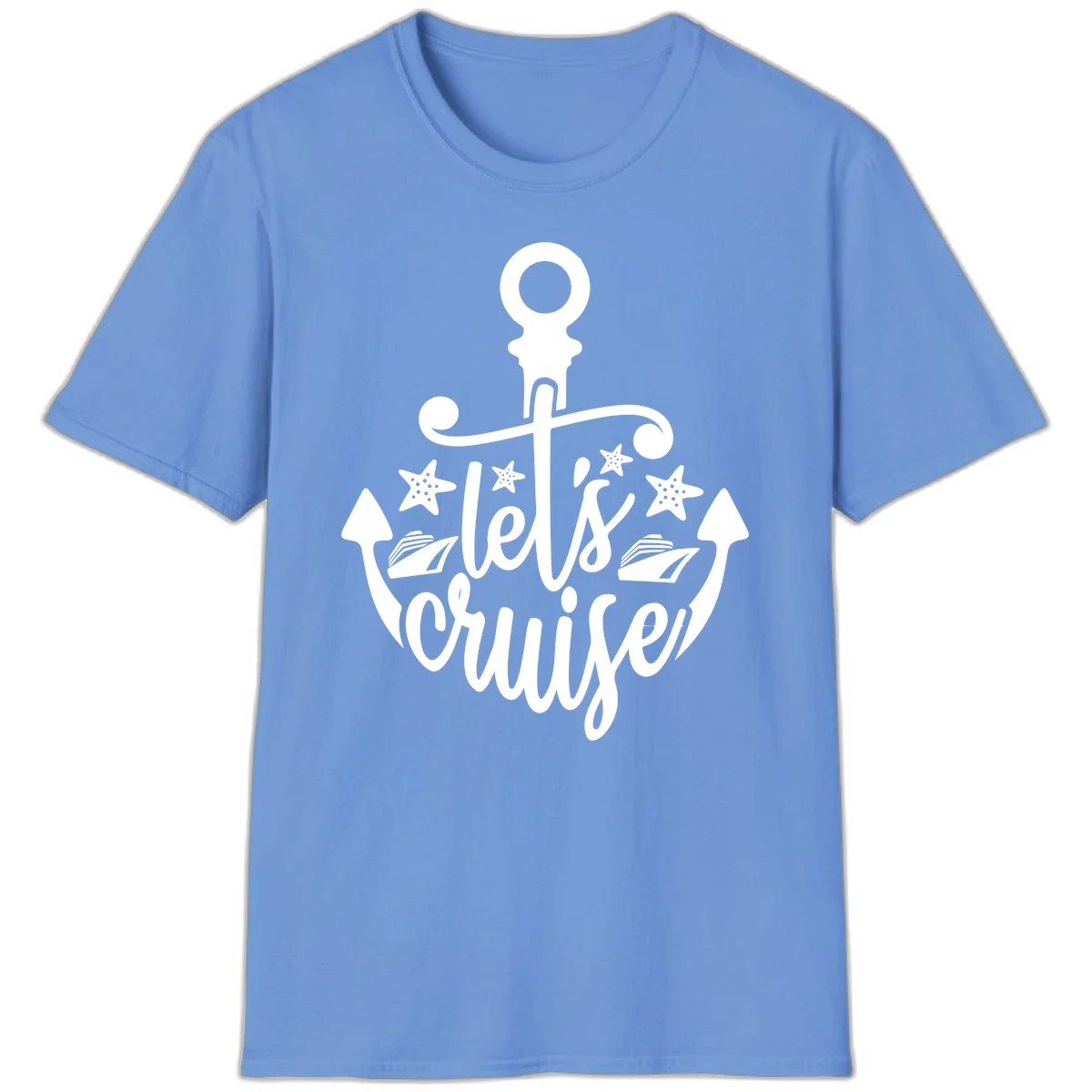 Let's Cruise Away Anchor T-Shirt in Carolina Blue