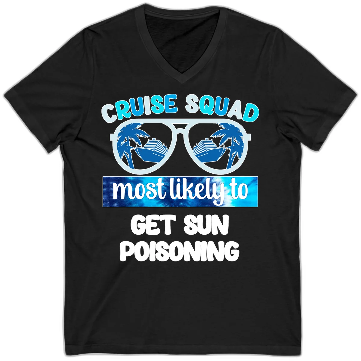 Cruise Squad Sun Poisoning V-Neck Tee in Black