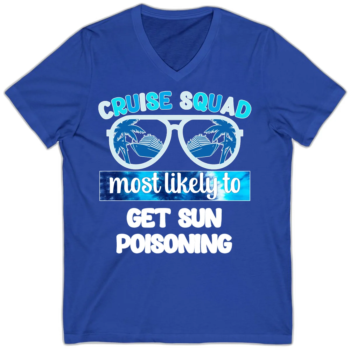Cruise Squad Sun Poisoning V-Neck Tee in True Royal
