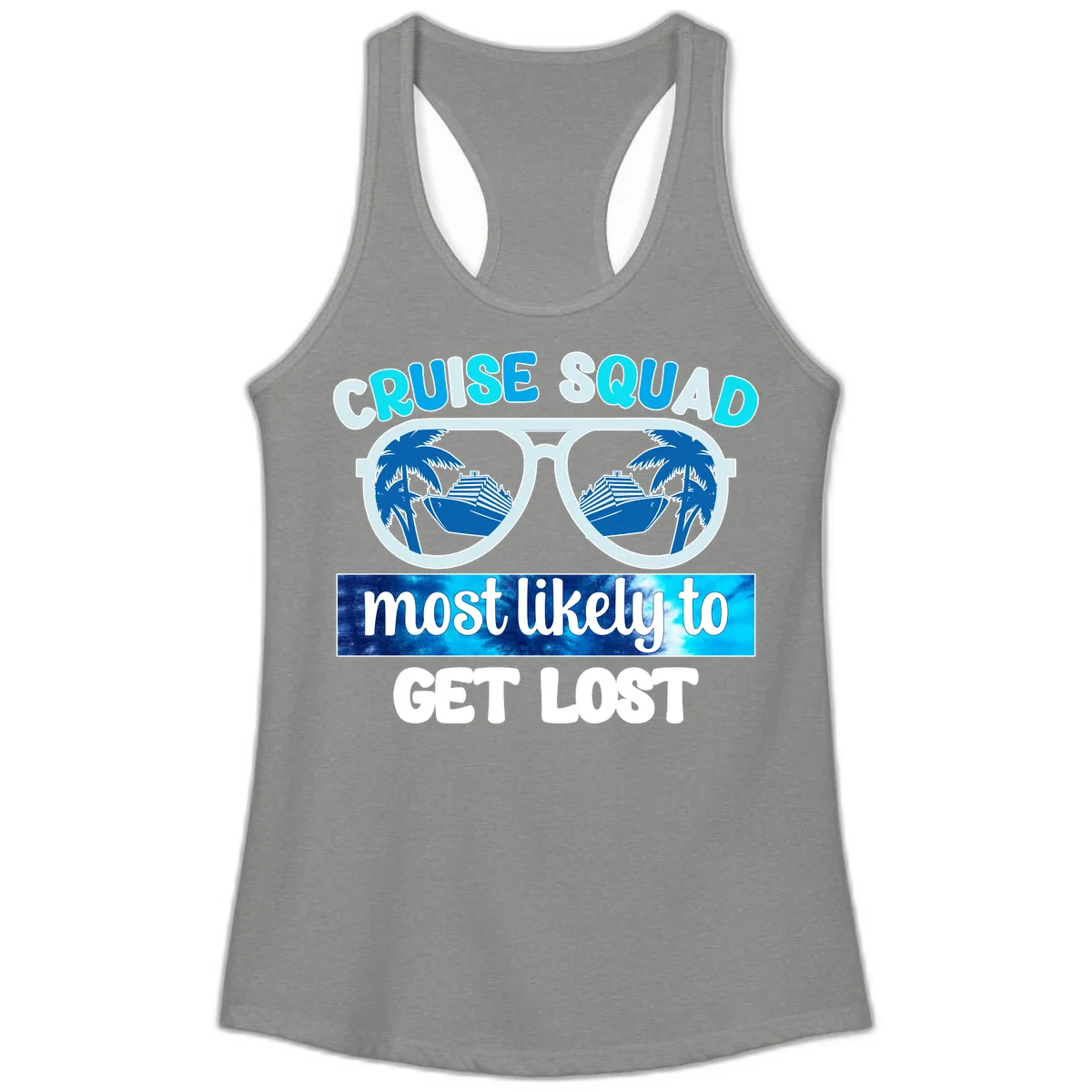 Cruise Squad Most Likely To Get Lost Ladies Tank in Heather Grey