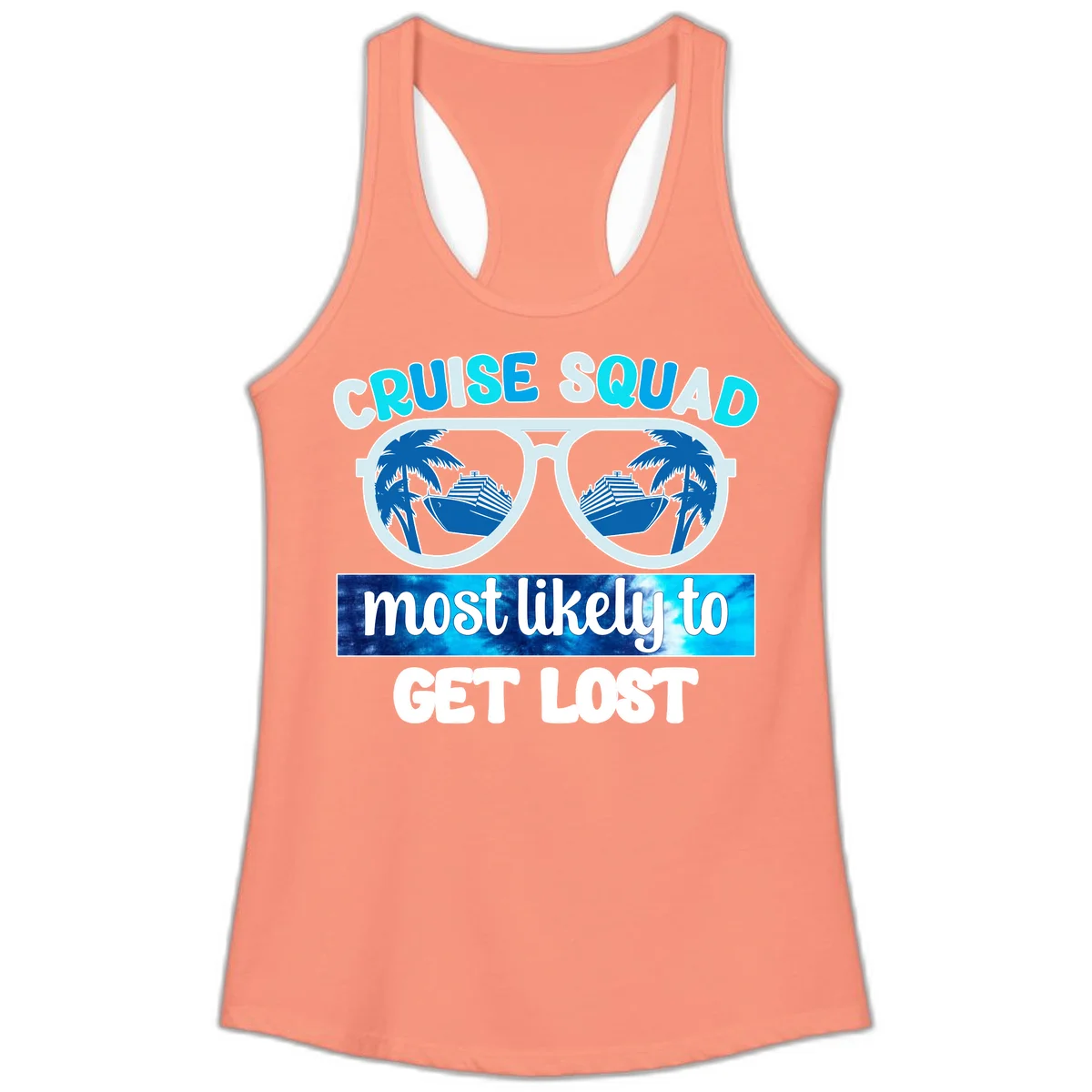 Cruise Squad Most Likely To Get Lost Ladies Tank in Solid Light Orange