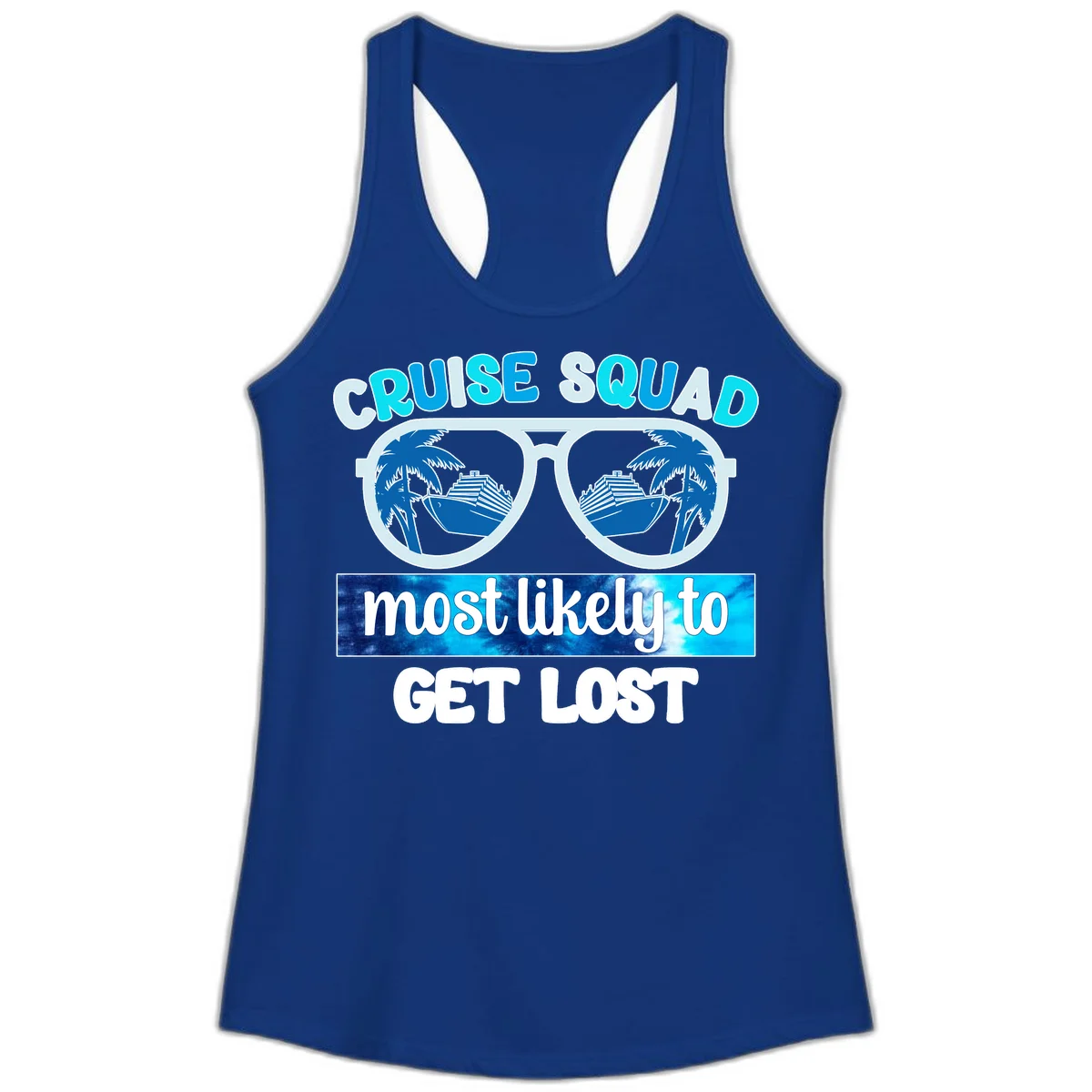 Cruise Squad Most Likely To Get Lost Ladies Tank in Solid Royal