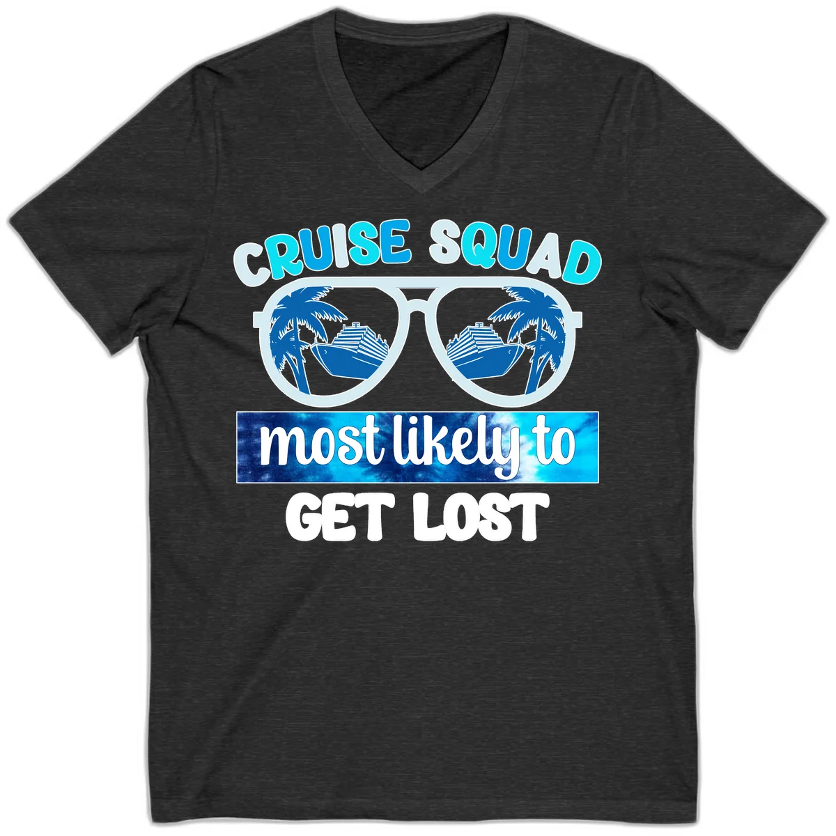 Cruise Squad Most Likely To Get Lost V-Neck in Dark Grey Heather