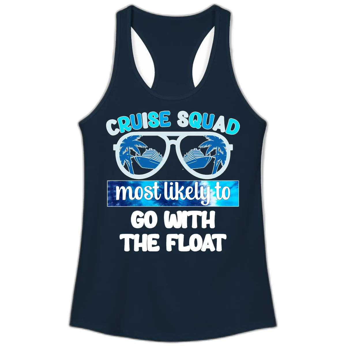 Cruise Squad Most Likely To Float Ladies Tank in Solid Midnight Navy