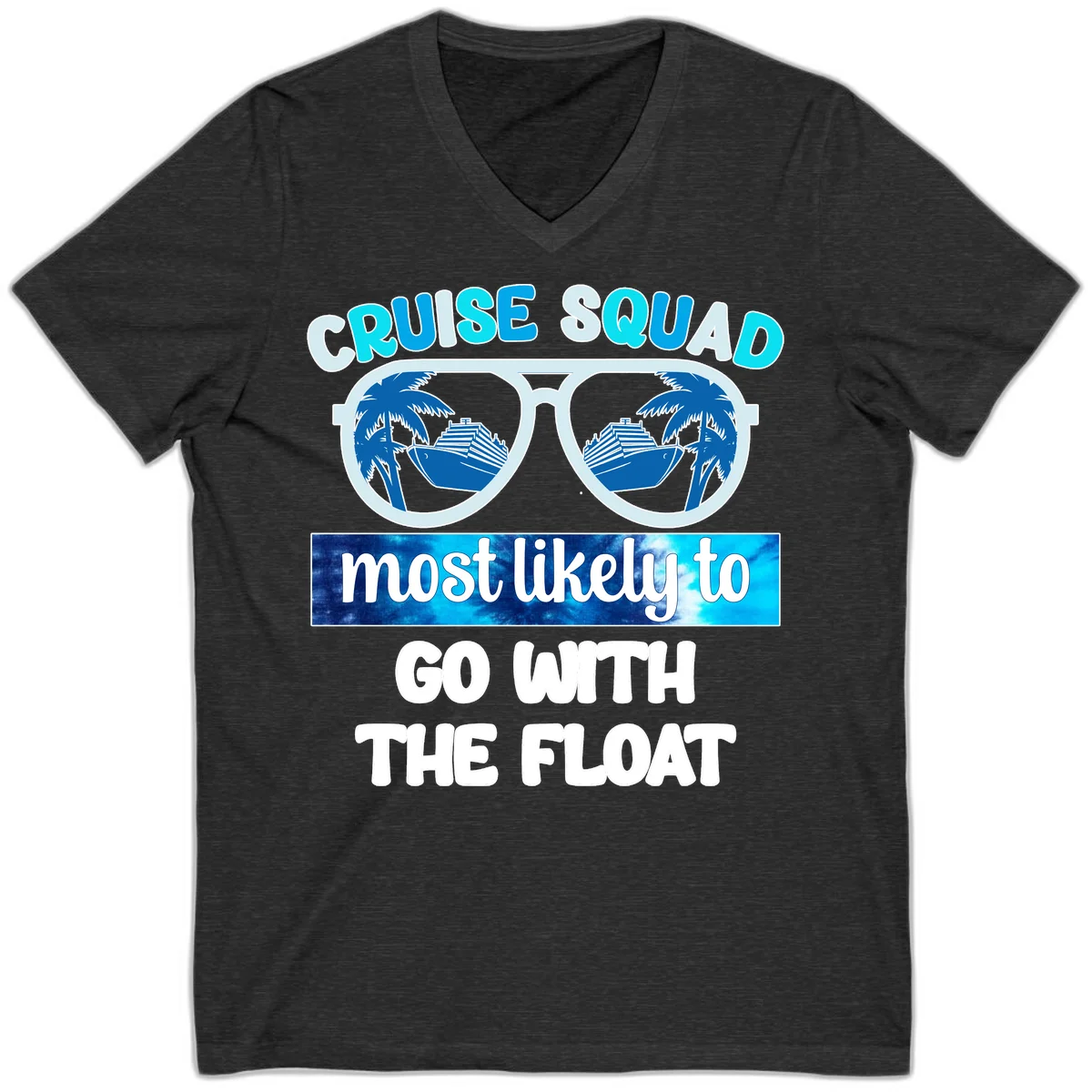 Cruise Squad Most Likely To Float V-Neck in Dark Grey Heather
