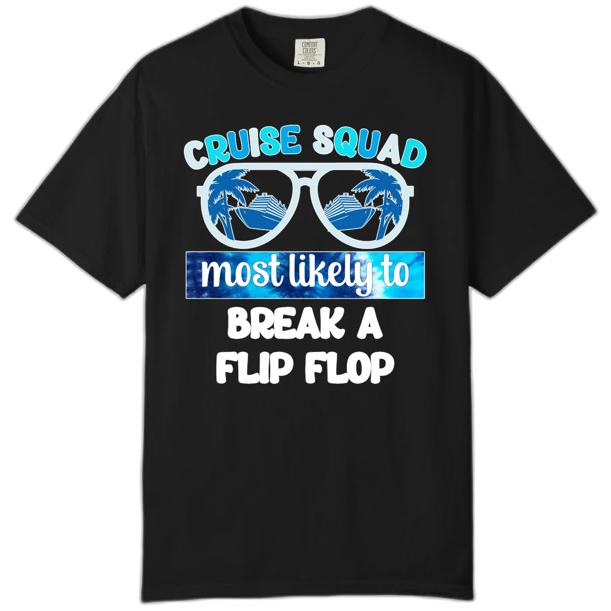 Cruise Squad Flip Flop Comfort Color T-Shirt in Black