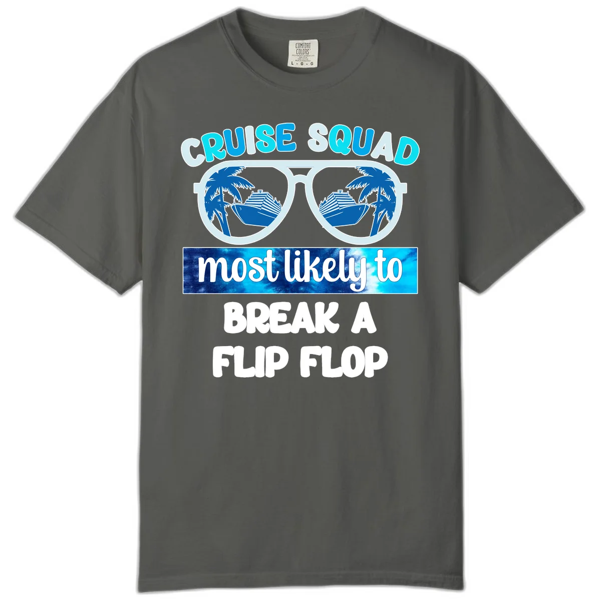 Cruise Squad Flip Flop Comfort Color T-Shirt in Pepper