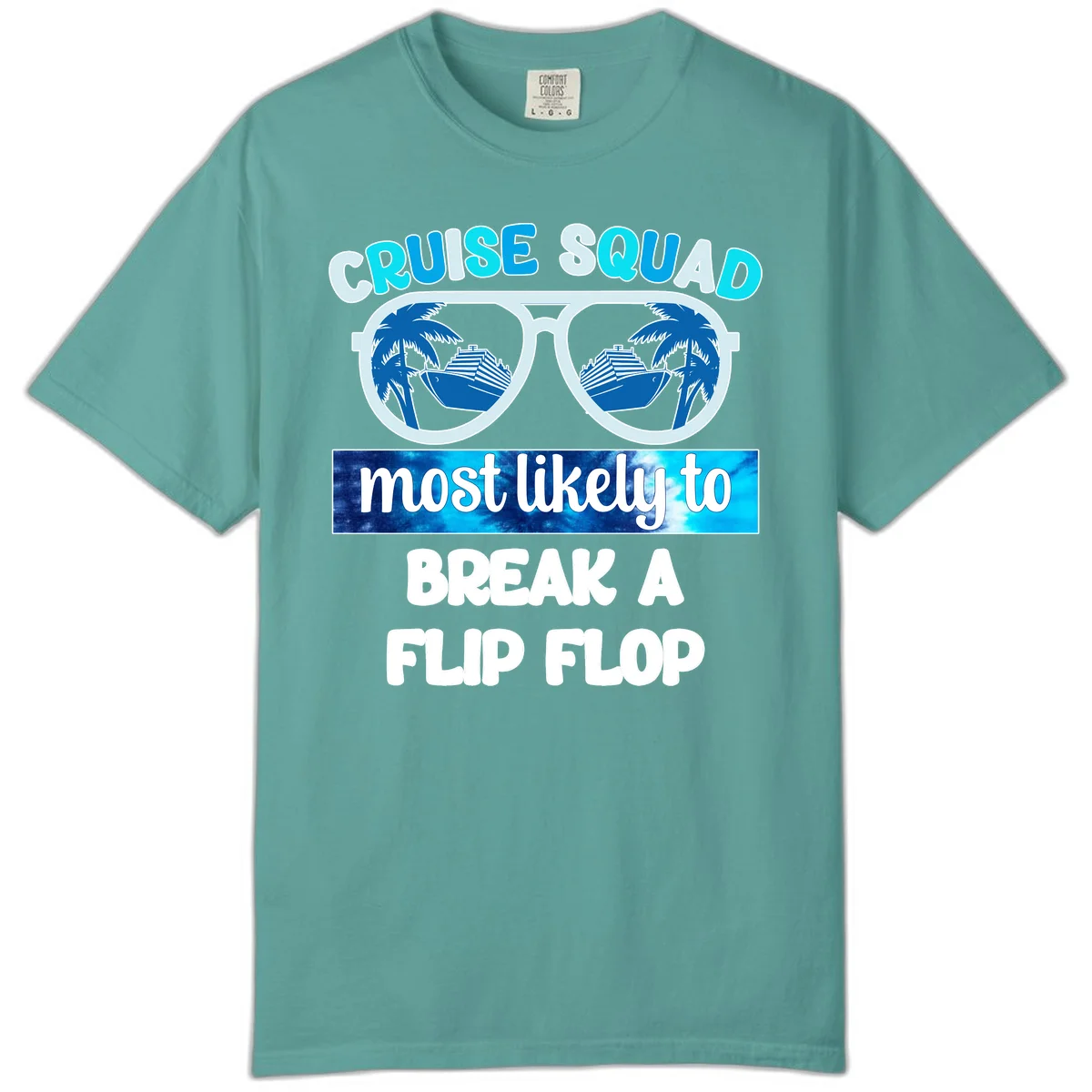 Cruise Squad Flip Flop Comfort Color T-Shirt in Seafoam